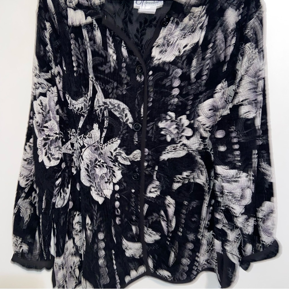 Dressbarn Jacket Womens Plus Size 24 Reversible Tapestry Floral Brocade Artsy - Picture 9 of 13